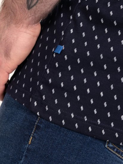 D555 Reid AOP Polo With Jacquard Collar, Pocket And Cuffs Tamnoplava - Polo majice - Muške Polo Majice Veliki Brojevi