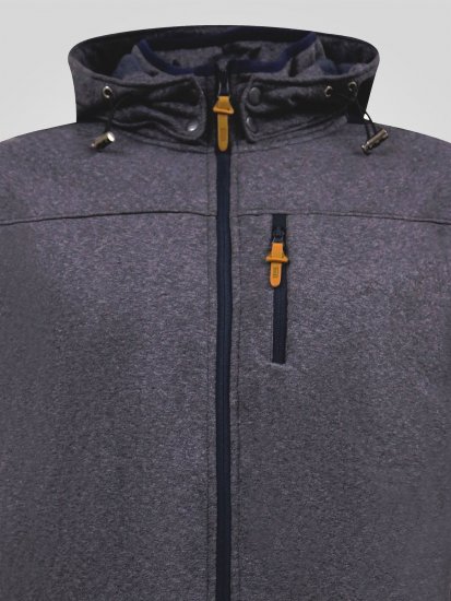 D555 Conrad Detachable Hood Bonded Fleece Zip Through Hoody Tamnoplava - Puloveri & dukserice - Muške Puloveri & dukserice veliki brojevi
