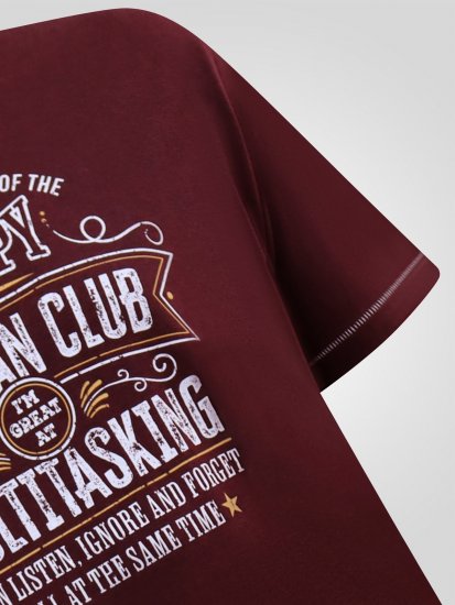 D555 Baldwin Grumpy Old Man Club Print Crew Neck T-shirt Burgundy/ Black Twist - Majice Kratkih Rukava - Muške Majice Kratkih Rukava Veliki Brojevi 