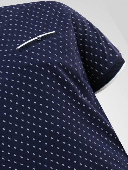 D555 Reid AOP Polo With Jacquard Collar, Pocket And Cuffs Tamnoplava - Polo majice - Muške Polo Majice Veliki Brojevi