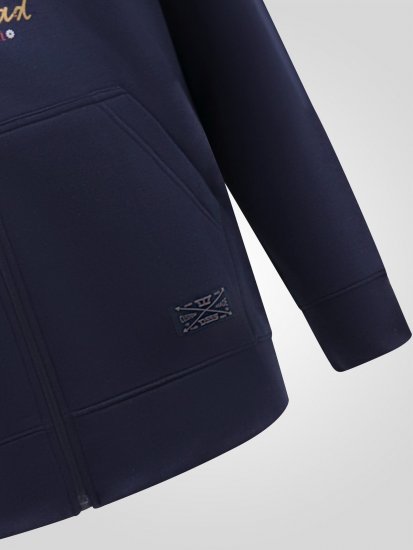 D555 Hector Adventurer Printed Zip Through Hoody Tamnoplava - Puloveri & dukserice - Muške Puloveri & dukserice veliki brojevi