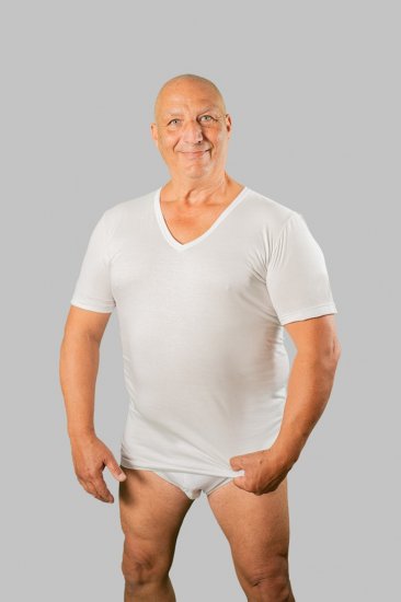 20 Nodi Short Sleeve V-Neck in Combed Cotton Jersey White - Donje rublje & Kupaće hlače - muške donje rublje veliki brojevi