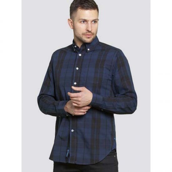 D555 Davenport Long Sleeve Shirt Navy - Košulje - Muške Košulje Veliki Brojevi