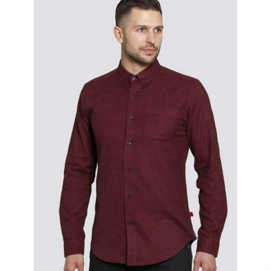 D555 Dawson Textured Shirt Dark Red - Košulje - Muške Košulje Veliki Brojevi