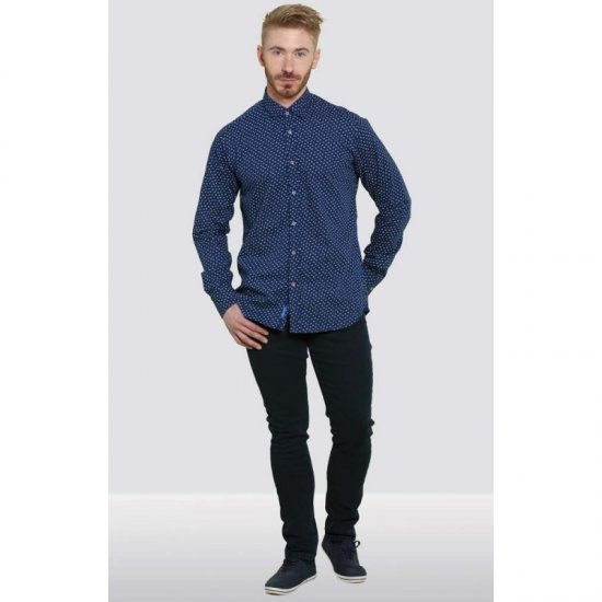 D555 Bainton Long Sleeve Shirt Navy - Košulje - Muške Košulje Veliki Brojevi