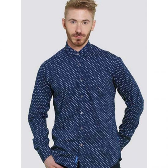 D555 Bainton Long Sleeve Shirt Navy - Košulje - Muške Košulje Veliki Brojevi