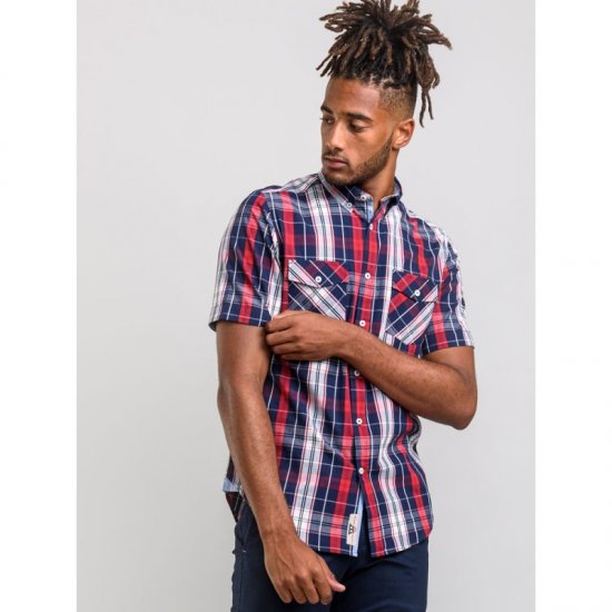 D555 Terell Shirt Navy/Red - Košulje - Muške Košulje Veliki Brojevi