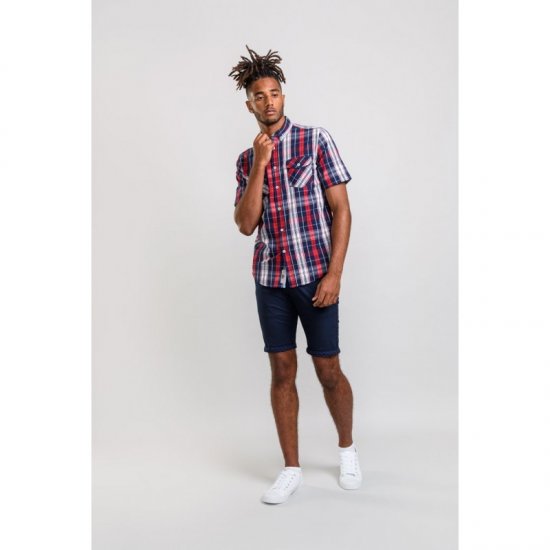 D555 Terell Shirt Navy/Red - Košulje - Muške Košulje Veliki Brojevi