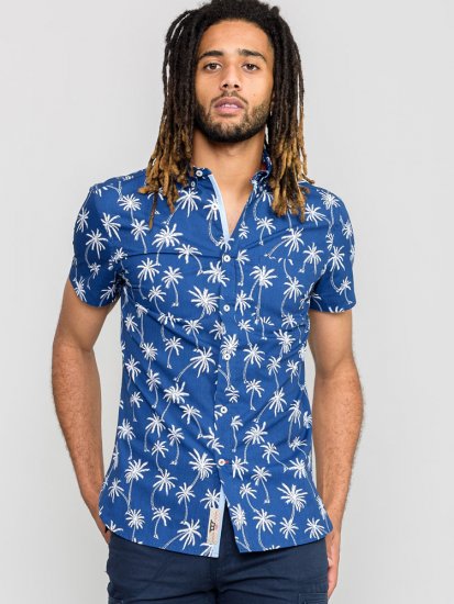 D555 BURLEY Palm Tree Print Shirt - Košulje - Muške Košulje Veliki Brojevi