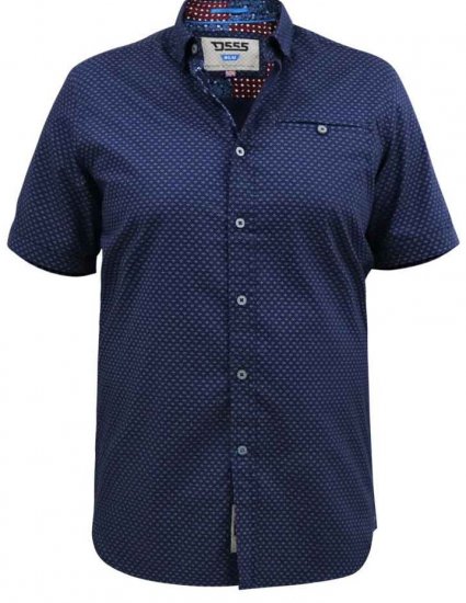 D555 Telford S/S Micro Ao Print Shirt Navy - Košulje - Muške Košulje Veliki Brojevi