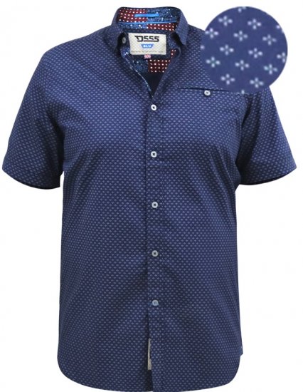 D555 Telford S/S Micro Ao Print Shirt Navy - Košulje - Muške Košulje Veliki Brojevi