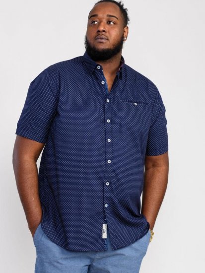 D555 Telford S/S Micro Ao Print Shirt Navy - Košulje - Muške Košulje Veliki Brojevi