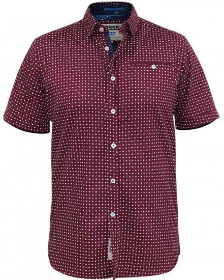 D555 Hillcrest S/S Micro Ao Print Shirt Burgundy - Košulje - Muške Košulje Veliki Brojevi
