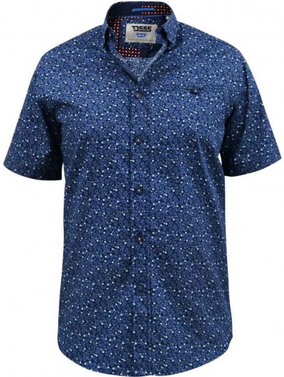 D555 Tristain S/S Floral Ao Print Shirt Navy - Košulje - Muške Košulje Veliki Brojevi