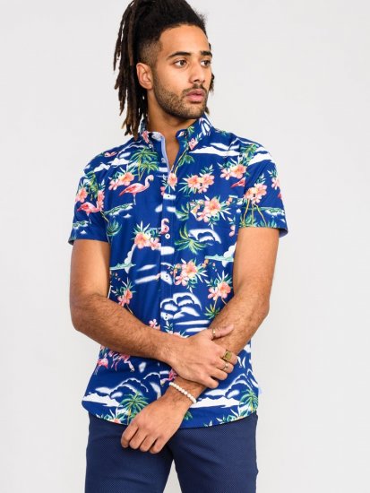 D555 Durham Flamingo Hawaiian Ao Print Shirt - Košulje - Muške Košulje Veliki Brojevi