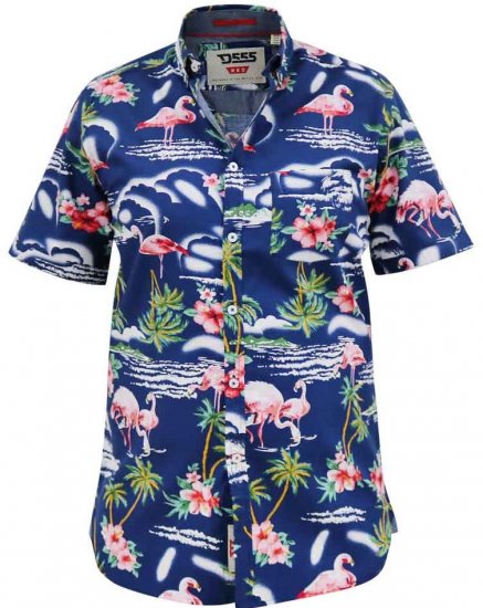 D555 Durham Flamingo Hawaiian Ao Print Shirt - Košulje - Muške Košulje Veliki Brojevi
