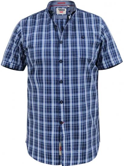 D555 Walcot Check Button Down Collar S/S Shirt Navy - Košulje - Muške Košulje Veliki Brojevi