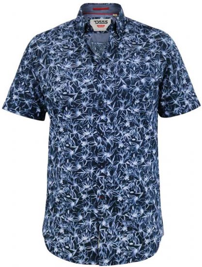 D555 Padbury Floral Ao Printed S/S Shirt Navy - Košulje - Muške Košulje Veliki Brojevi