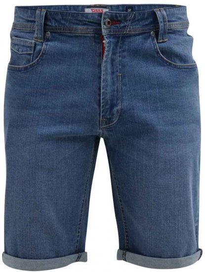 D555 Suffolk Blue Stretch Denim Shorts - Kratke hlače - Muške Kratke Hlače Veliki Brojevi 