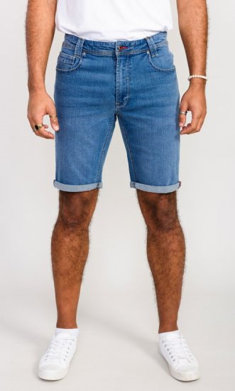 D555 Suffolk Blue Stretch Denim Shorts - Kratke hlače - Muške Kratke Hlače Veliki Brojevi 