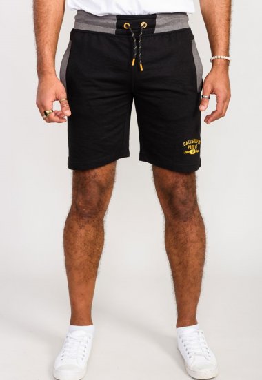 D555 Sutton Elasticated Waist Shorts With Embroidery Black - Sportske hlače & kratke - Muške Trenirke Veliki Brojevi