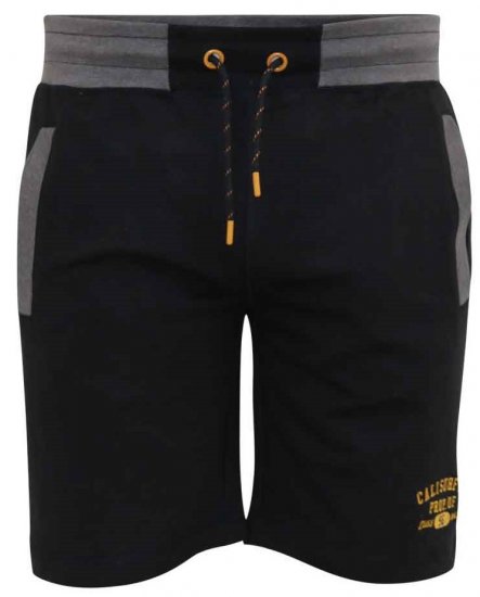 D555 Sutton Elasticated Waist Shorts With Embroidery Black - Sportske hlače & kratke - Muške Trenirke Veliki Brojevi