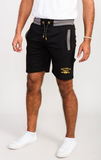 D555 Sutton Elasticated Waist Shorts With Embroidery Black - Sportske hlače & kratke - Muške Trenirke Veliki Brojevi