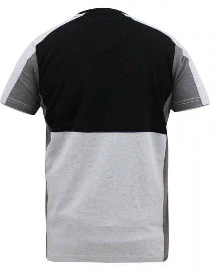 D555 Felix Couture Crew Neck Cut And Sew T-Shirt Black/Charcoal - Majice Kratkih Rukava - Muške Majice Kratkih Rukava Veliki Brojevi 