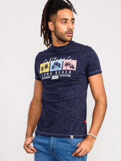 D555 Thorndon California Long Beach Printed T-Shirt - Majice Kratkih Rukava - Muške Majice Kratkih Rukava Veliki Brojevi 