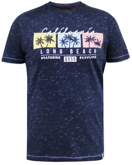 D555 Thorndon California Long Beach Printed T-Shirt - Majice Kratkih Rukava - Muške Majice Kratkih Rukava Veliki Brojevi 