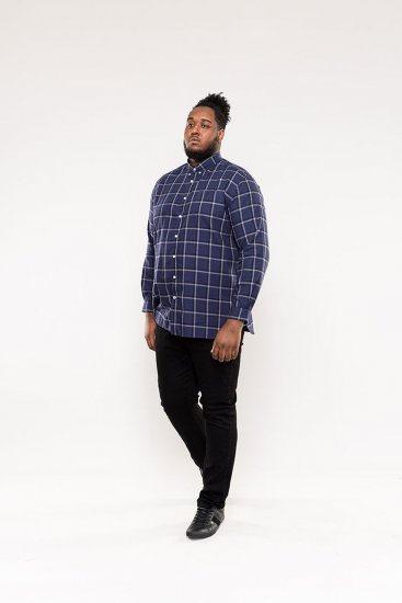 D555 Townsville Check Button Down Collar Shirt Navy - Košulje - Muške Košulje Veliki Brojevi