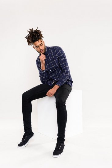 D555 Townsville Check Button Down Collar Shirt Navy - Košulje - Muške Košulje Veliki Brojevi