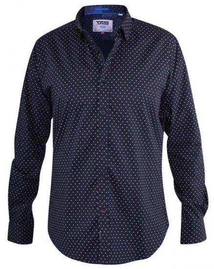 D555 Adelaide Long Sleeve Printed Shirt Navy - Košulje - Muške Košulje Veliki Brojevi