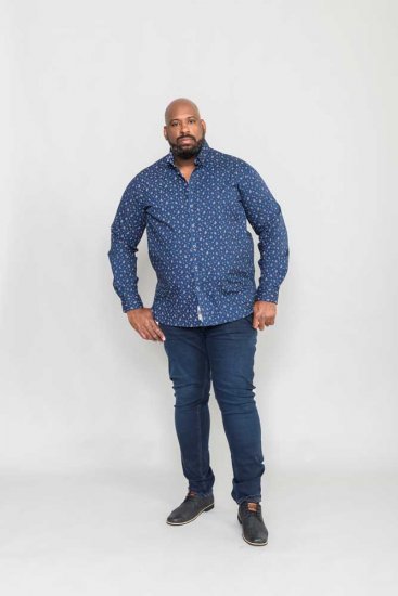 D555 Edmund AOP Shirt Navy - Košulje - Muške Košulje Veliki Brojevi