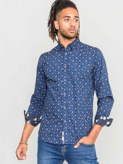 D555 Edmund AOP Shirt Navy - Košulje - Muške Košulje Veliki Brojevi