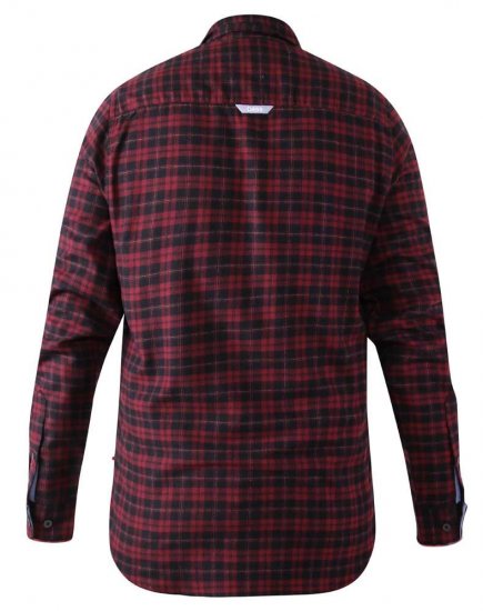 D555 Holton Dark Red Checked Flannel Shirt - Košulje - Muške Košulje Veliki Brojevi