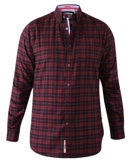 D555 Holton Dark Red Checked Flannel Shirt - Košulje - Muške Košulje Veliki Brojevi
