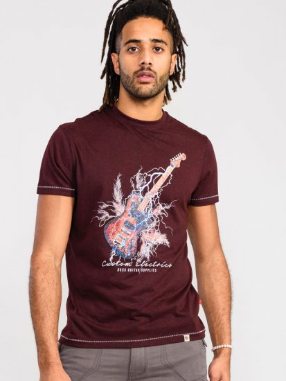 D555 Redbourn Lightning Bolt Guitar Printed T-Shirt - Majice Kratkih Rukava - Muške Majice Kratkih Rukava Veliki Brojevi 