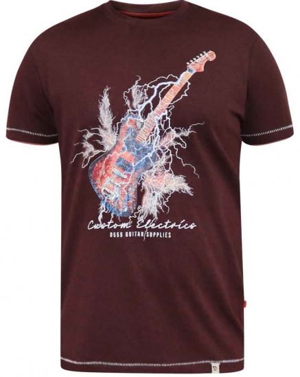 D555 Redbourn Lightning Bolt Guitar Printed T-Shirt - Majice Kratkih Rukava - Muške Majice Kratkih Rukava Veliki Brojevi 