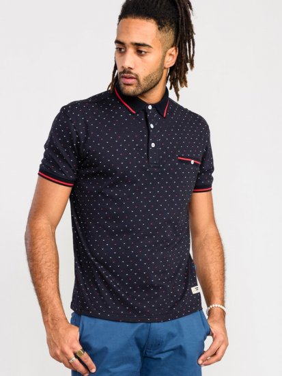D555 Ashwell Ao Printed Polo Shirt Dark Navy - Polo majice - Muške Polo Majice Veliki Brojevi