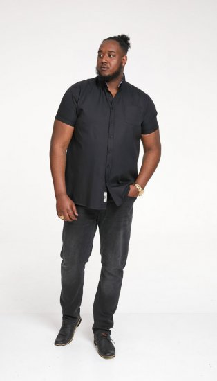 D555 James Short Sleeve Oxford Shirt Black - Košulje - Muške Košulje Veliki Brojevi