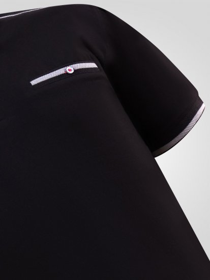 D555 Potts Jersey Polo With Jacquard Collar & Cuffs Crna - Polo majice - Muške Polo Majice Veliki Brojevi