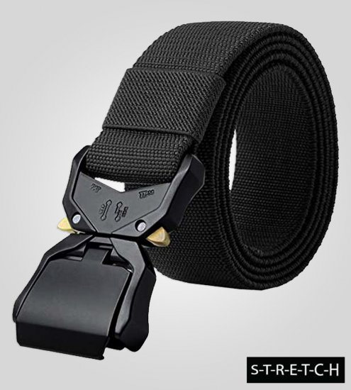 D555 Dale Tactical Stretch Webbing Belt with Heavy Duty Quick Release Buckle Black - Remenje - Muški remeni velikih veličina