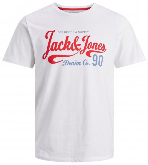 Jack & Jones JJMOON T-shirt White - Majice Kratkih Rukava - Muške Majice Kratkih Rukava Veliki Brojevi 