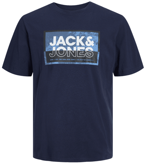 Jack & Jones JCOLOGAN T-Shirt Navy Blazer - Majice Kratkih Rukava - Muške Majice Kratkih Rukava Veliki Brojevi 