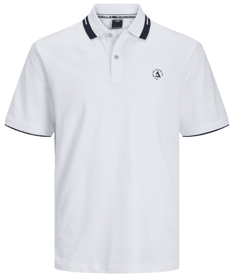Jack & Jones JCOHASS LOGO Polo White - Polo majice - Muške Polo Majice Veliki Brojevi