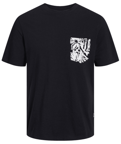 Jack & Jones JORLAFAYETTE POCKET T-Shirt Black - Majice Kratkih Rukava - Muške Majice Kratkih Rukava Veliki Brojevi 