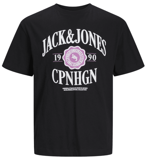 Jack & Jones JORLUCCA BRANDING T-Shirt Black - Majice Kratkih Rukava - Muške Majice Kratkih Rukava Veliki Brojevi 
