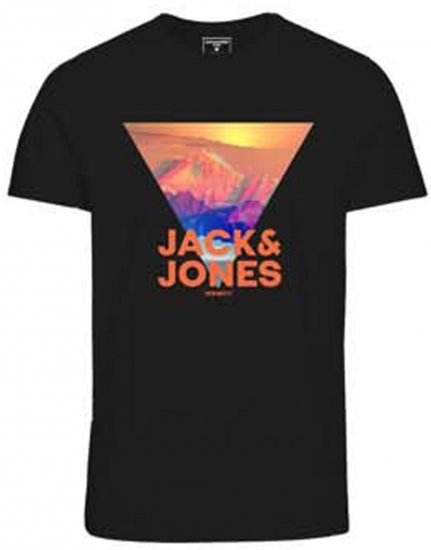 Jack & Jones JCOLOGO PRINT T-Shirt Black - Majice Kratkih Rukava - Muške Majice Kratkih Rukava Veliki Brojevi 