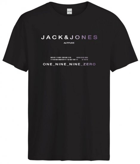 Jack & Jones JCORIOT T-Shirt Black - Majice Kratkih Rukava - Muške Majice Kratkih Rukava Veliki Brojevi 